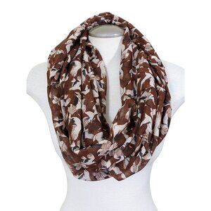 Infinity Scarf Brown Flying Geese Print Lightweight Cotton Blend